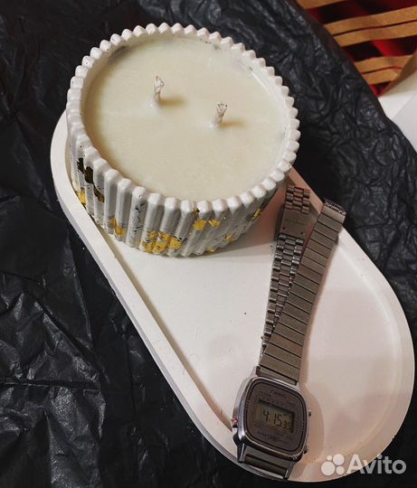 Соевая свеча в гипсе, отличный подарок