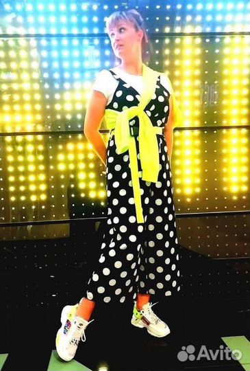 Комбинезон женский черный в белый горох