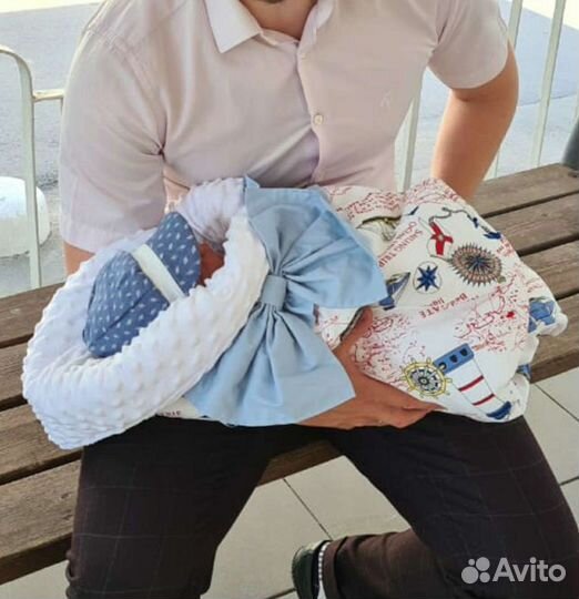 Конверт-одеяло с бантом + подушки в подарок