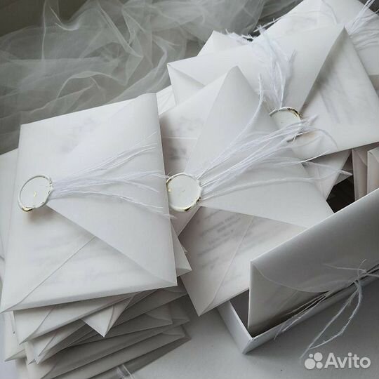 Свадебные пригласительные, в конвертах