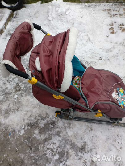 Детские санки коляска с колесами