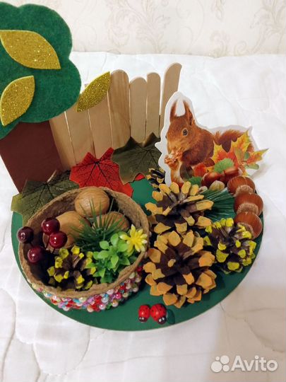 Поделка осенняя белка шишки в садик школу