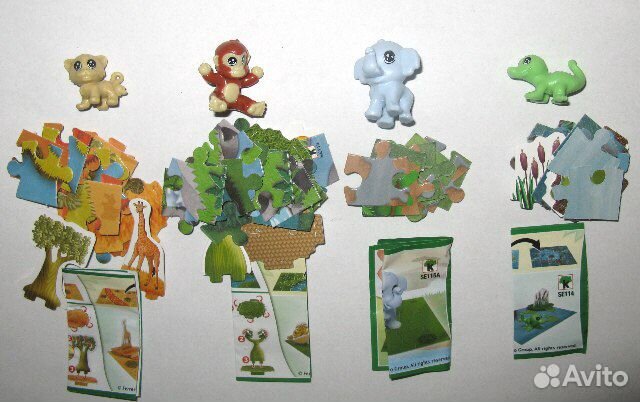 Серия киндер с животными и с пазлами
