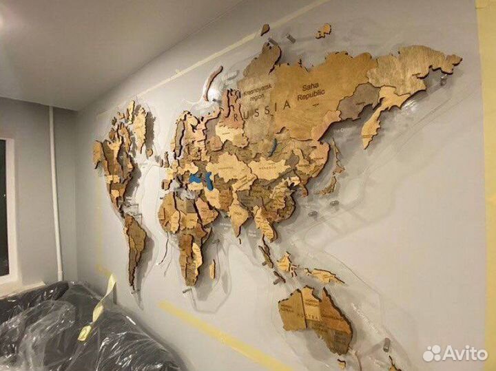 Карта мира из дерева(панно на стену)