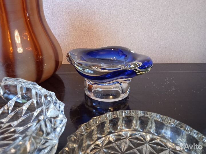 Хрустальные, цветные вазы пепельницы СССР