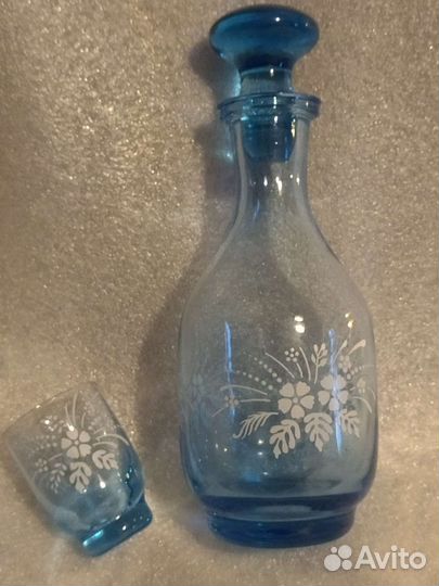 Графин штоф СССР голубое стекло