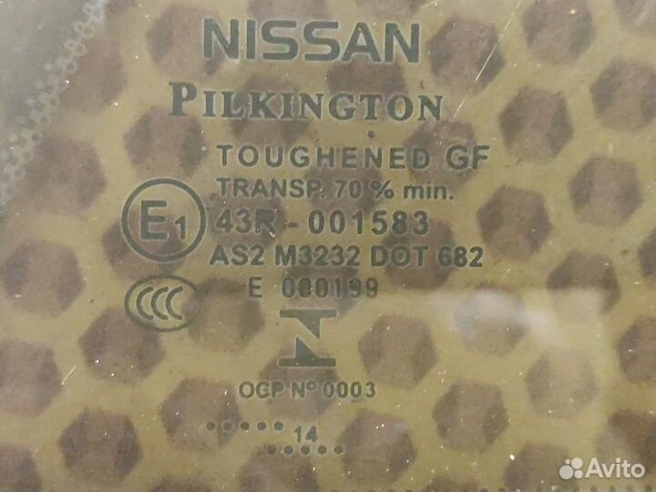 Стекло кузовное заднее правое Nissan Qashqai J11
