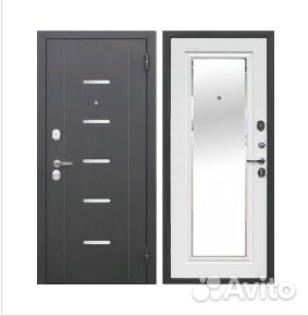 Дверь входная дм Гарда 7,5см Серебро/Зеркало Фацет