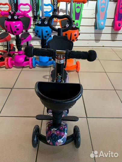 Самокат 5 в 1 принтованный,Синие цветы