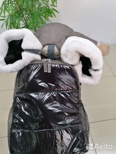 Новые санки-коляска Galaxy (лен/серо-коричневый)