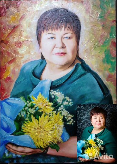 Портрет маслом, красками, ручная работа