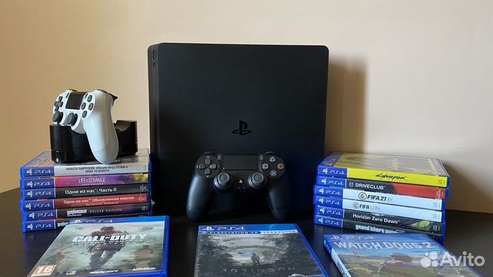 Sony Playstation 4 Slim + Диски и Игры