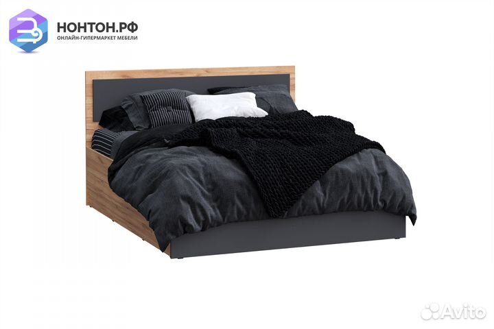 Кровать Мартина графит / дуб крафт