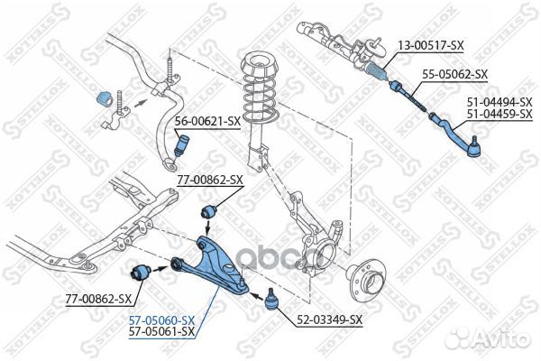 57-05060-SX рычаг нижний левый Dacia Logan all