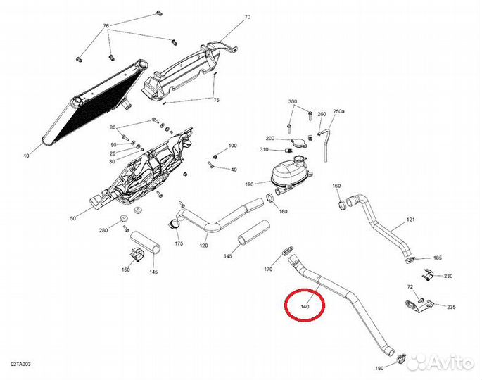 Патрубок охлаждения от мотора к радиатору BRP G2