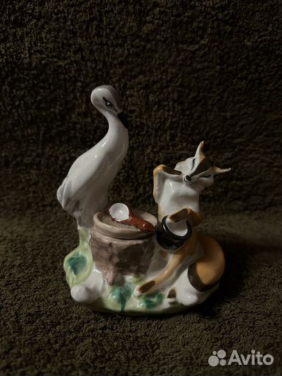 Статуэтка чернильница Лиса и Журавль прогресс СССР