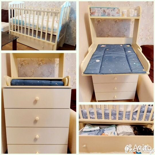 Кровать для новорожденных, комод с пеленал. столом
