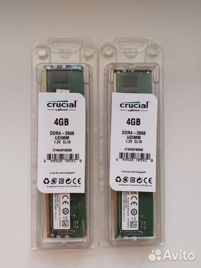 Оперативная память Crucial ddr4 2x4gb 2666
