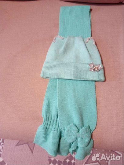 Комплект шапка и шарф для девочки осенний