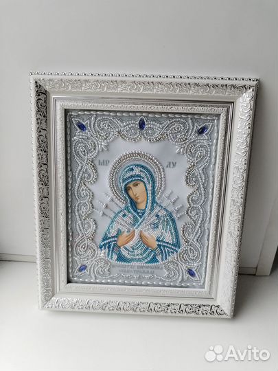 Икона, вышитая бисером, 