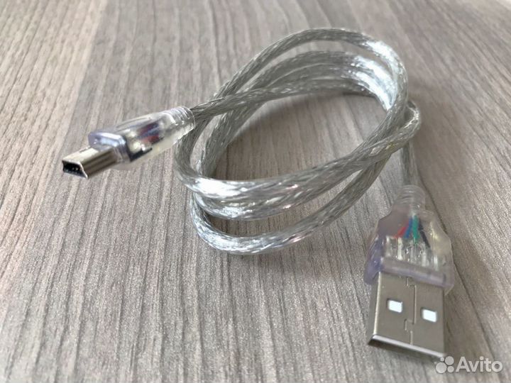 Кабель mini USB - USB прозрачный 0.65 м