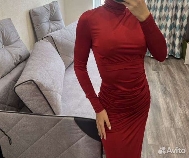 Красное платье мини элегантное