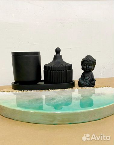 Поднос, подсвечник шкатулка из гипса и бетона