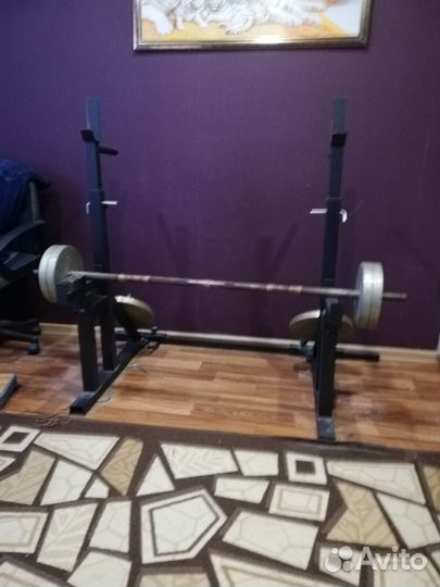 Стойка для штанги+грифом и блинами