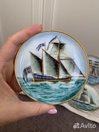 Винтажные тарелки с кораблями