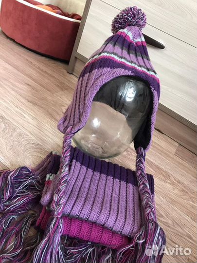 Шапка шлем с шарфом