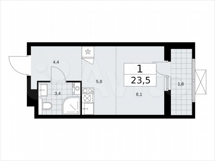 Квартира-студия, 23,5 м², 3/19 эт.