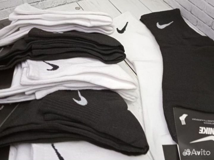 Белые чёрные носки Nike хлопок