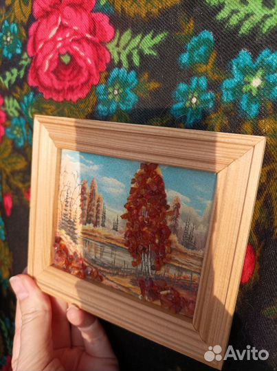 Панно картина с янтарём