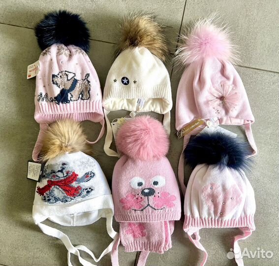 Шапки для девочки 0-12 мес