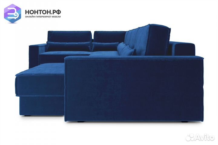 Диван п-образный тик-так Сохо темно-синий