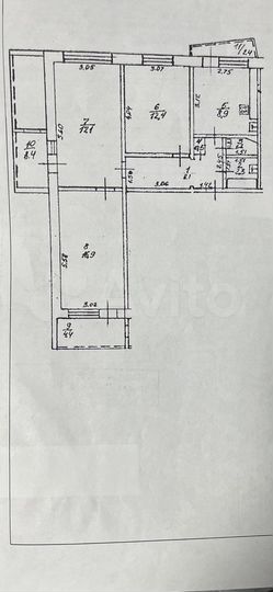 3-к. квартира, 76,4 м², 2/12 эт.