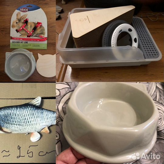 Товары для кошек:лоток,когтеточка,рыбка,игрушка