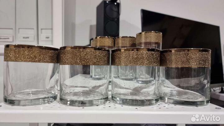Бокалы 4 низких и 10 высоких