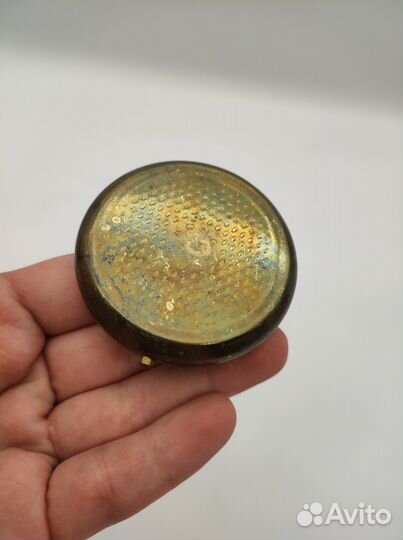 Шкатулка таблетница винтажная металл высота 1,5 с