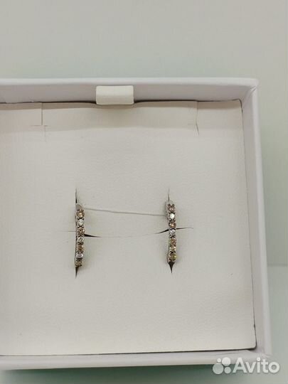Серьги золото 585 с коньячными бриллиантами