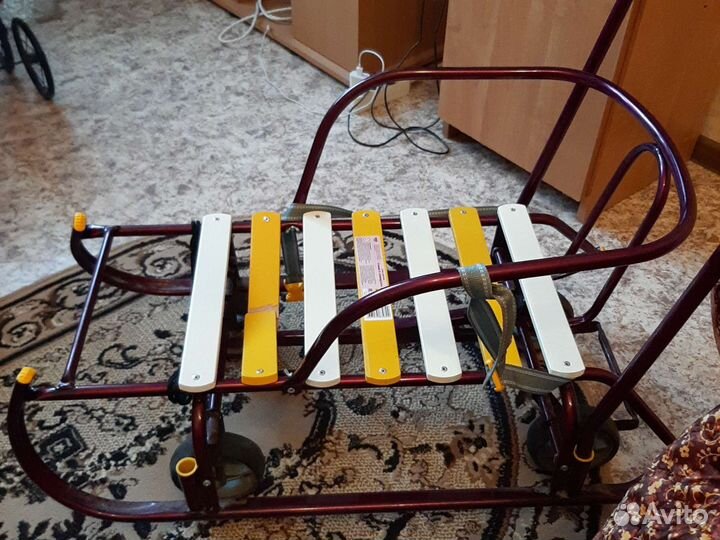 Детские санки коляска с колесами