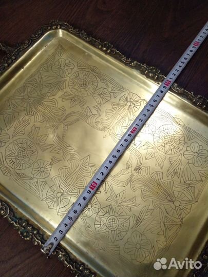 Старинный латунный поднос