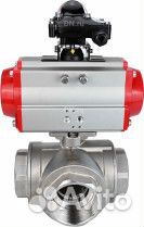 Кран шаровой DN.ru BV3232P(4pc) -SP-3WL-T-ISO-H Ду100 Ру63 стандартнопроходной трехходовой L-тип, не
