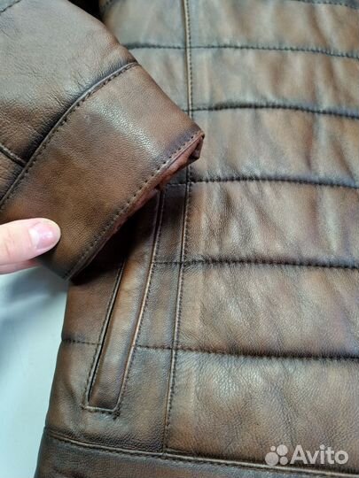 Куртка кожаная мужская утепленая / мужская кожанка
