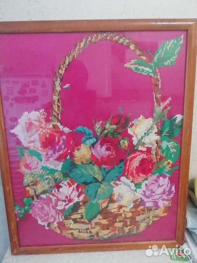 Картина вышивка крестиком на шелке