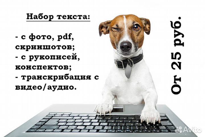 Набор/Перепечатыв текста, транскрибация. Удалённо