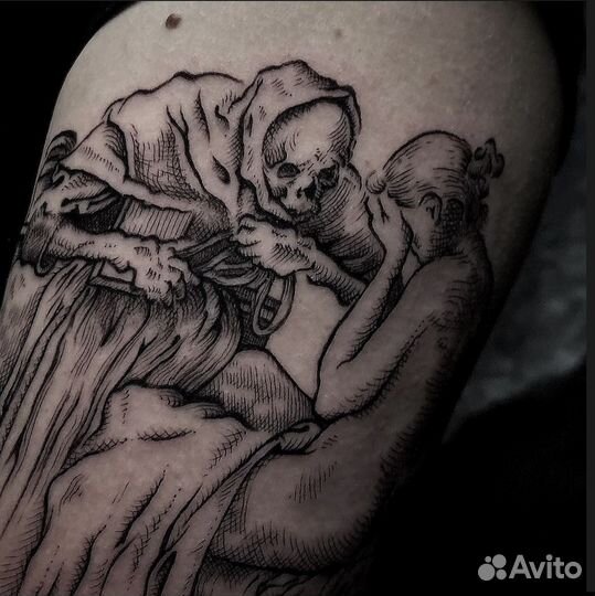 Татуировка гравюра/дотворк
