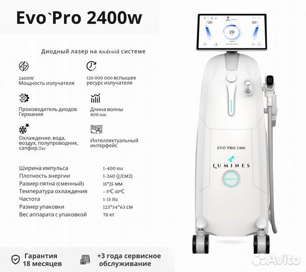 Аппарат для эпиляции Лю'Минес Evo-Pro 2400в