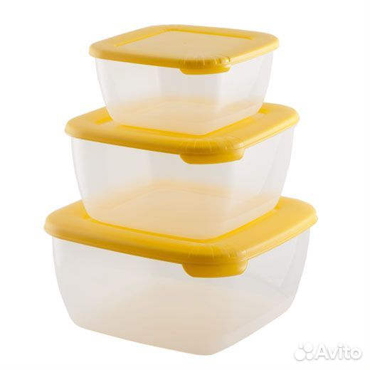 Набор контейнеров свч/3шт/лайт/0,46+0,95+1,5л Квад