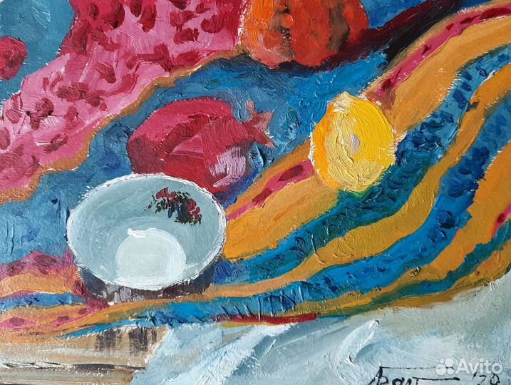 Картина маслом в восточном стиле с тыквами